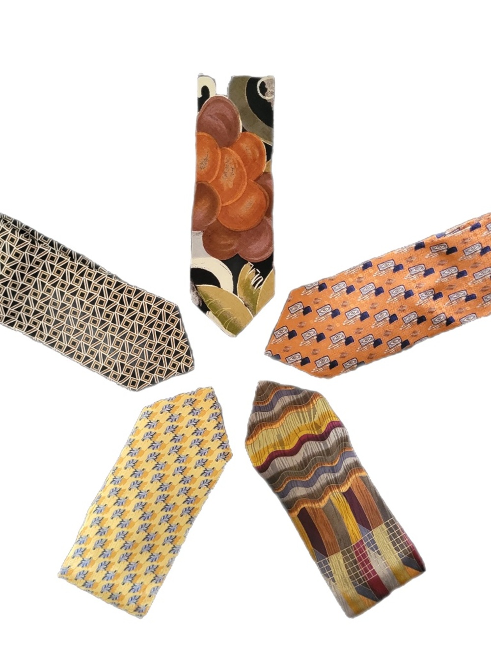 Vintage Ties Fall Autumnal Colors Lot of 5 Silk and Rayon Neckties